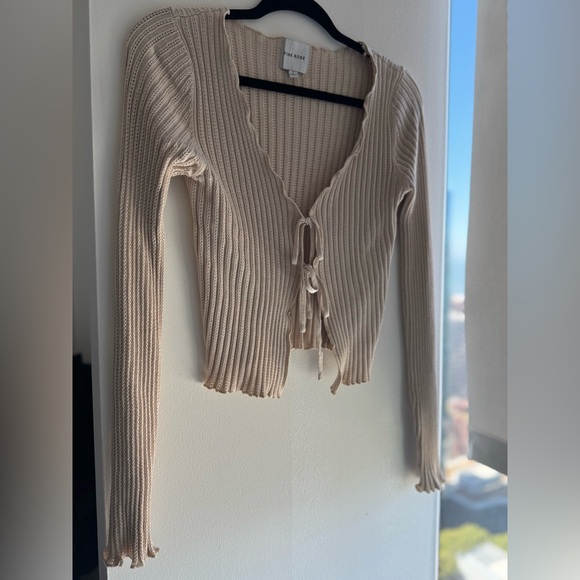 Beige Ribbed Knit Blouse - Picture 2 of 3